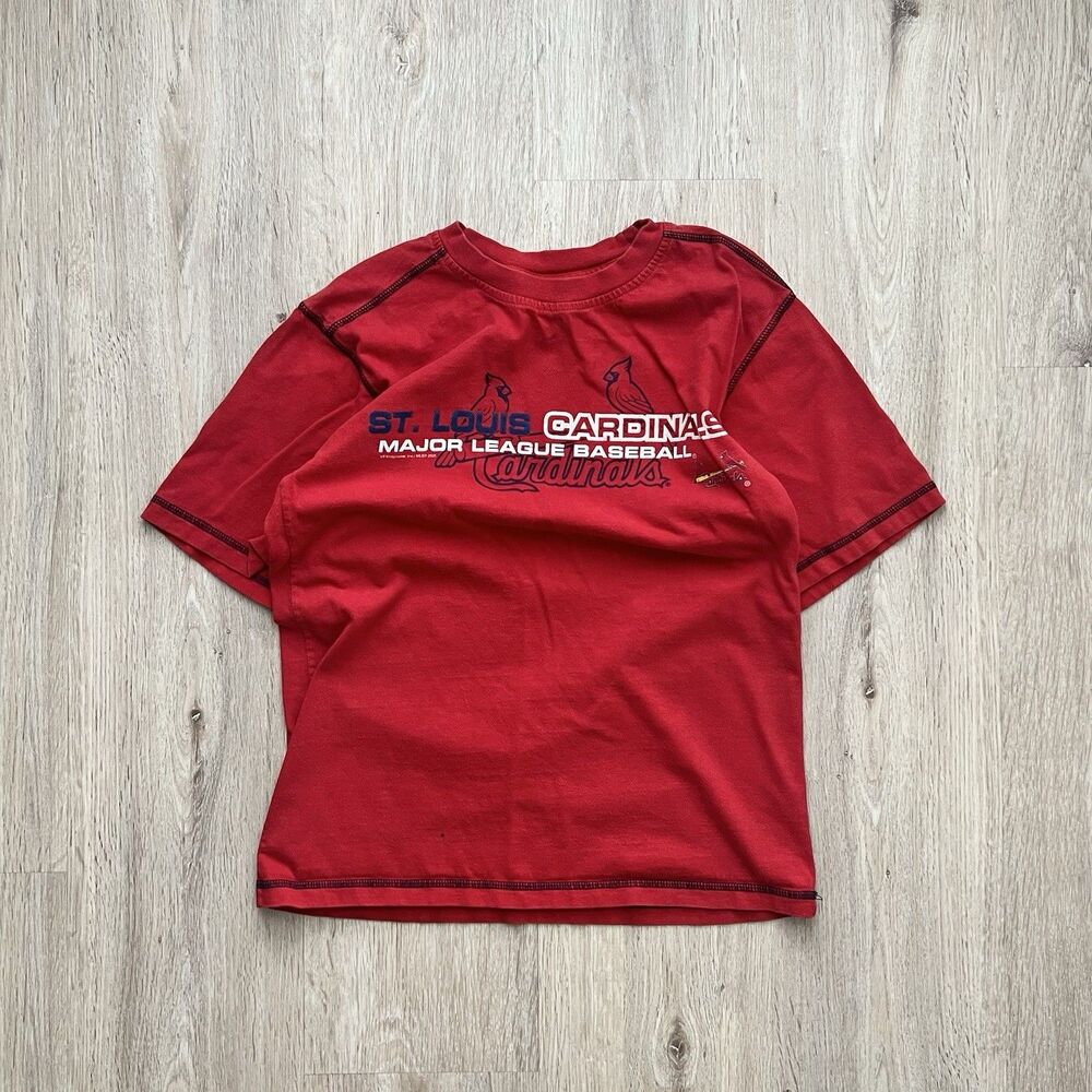 Vintage 2005 St. Louis Cardinals Spell Out Red Graphic T-Shirt Size XS